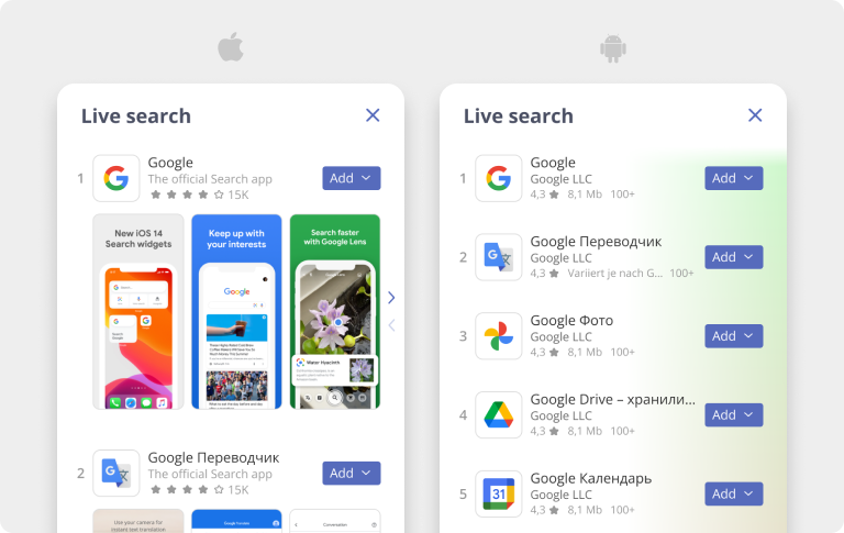 Новый инструмент Live Search позволяет проверять реальные поисковые результаты в App Store и Google Play